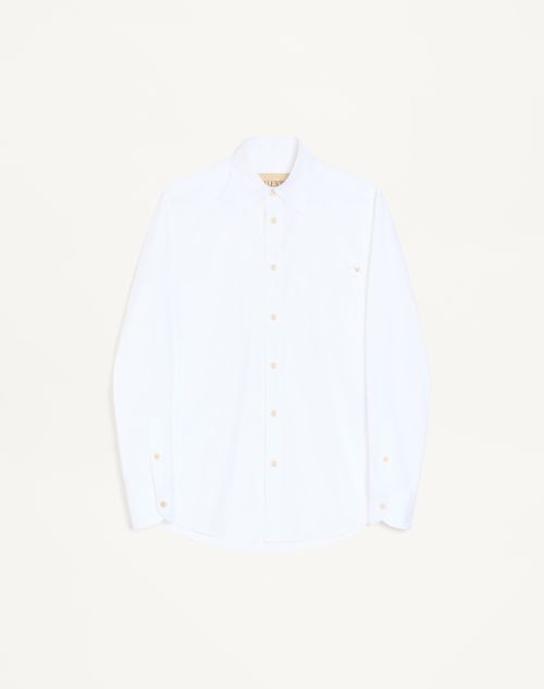 Valentino - Valentino Oxford Cotton Shirt With Vgold - White - Man - Shelf - Mrtw - Preppy (academic Codes)