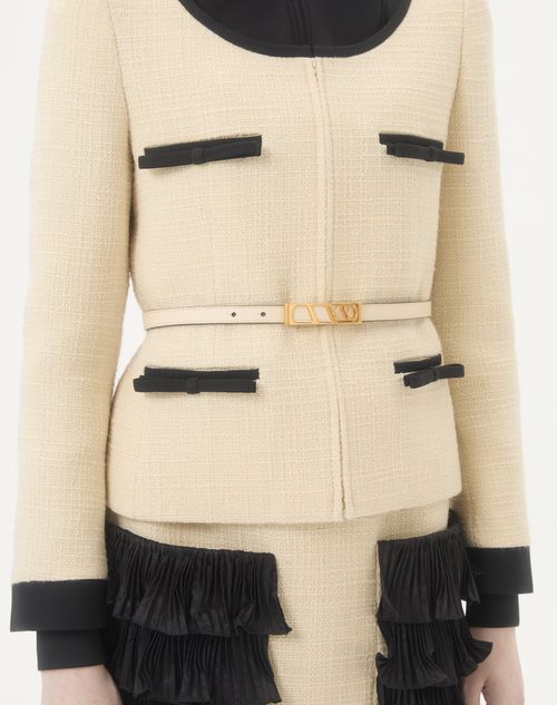 Valentino Garavani - Vlogo Signature Belt In Shiny Calfskin 15 Mm - Butter - Woman - Belts - Accessories