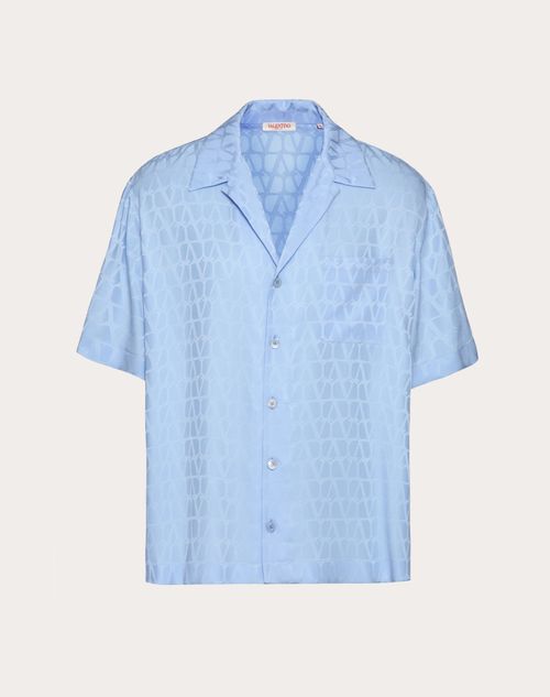 Valentino - Chemise Bowling En Soie À Motif Toile Iconographe - Bleu Ciel - Homme - Chemisiers