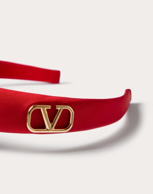 Valentino Garavani - Vlogo Signature Silk Headband With Metal Vlogo Signature Applique' - Red - Woman - Hair Accessories