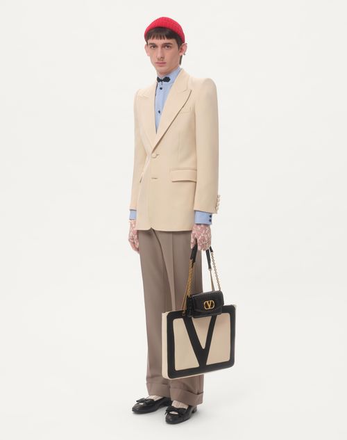 Valentino - Single-breasted Wool Gabardine Jacket - Butter - Man - Coats And Blazers