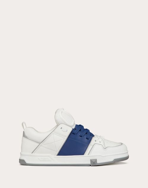 Open Skate Calfskin And Fabric Sneaker for Man in White/blue