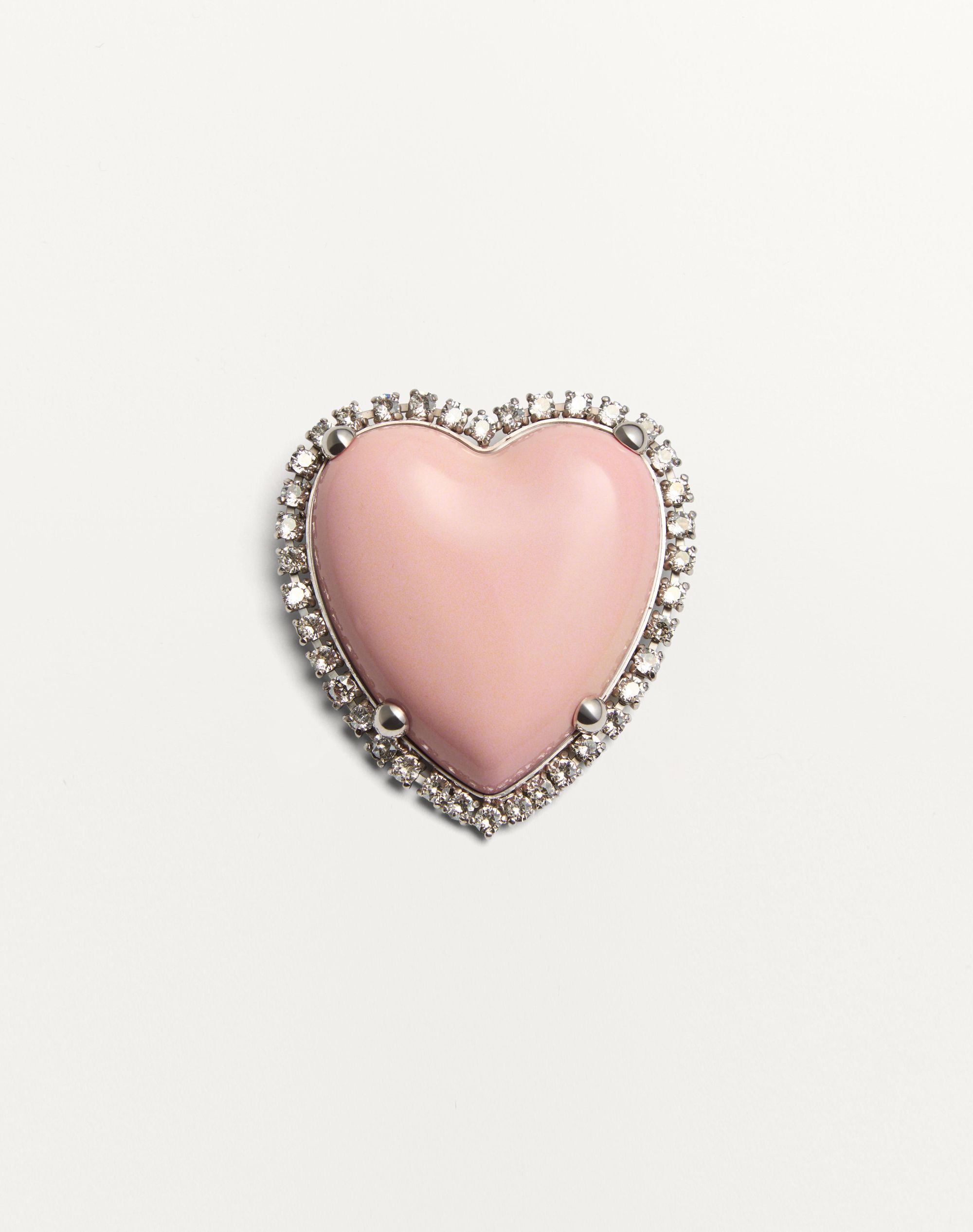 Heart Brooch For Women - Crystal & Pearl Love Heart Pin For Wedding, Party, Jackets, Bags (White, Rose Gold)