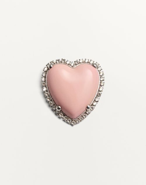 Valentino Garavani - Coeur Hyperbole Brooch In Metal, Resin And Swarovski® Crystals - Palladium/pink - Woman - Fashion Jewelry