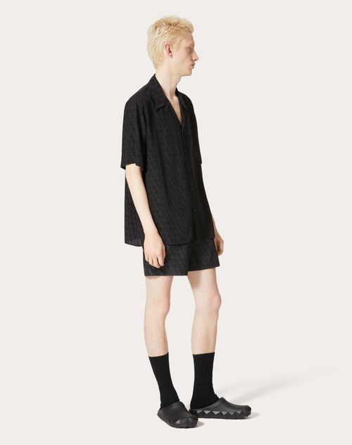 Valentino - Nylon Swimsuit With Toile Iconographe Print - Black - Man - Ready To Wear