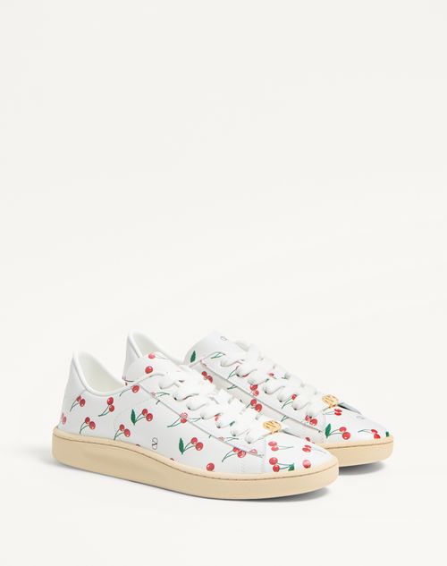 Valentino Garavani - Royco Sneaker In Nappa Calfskin With Cherryfic Pattern - White - Woman - Sneakers