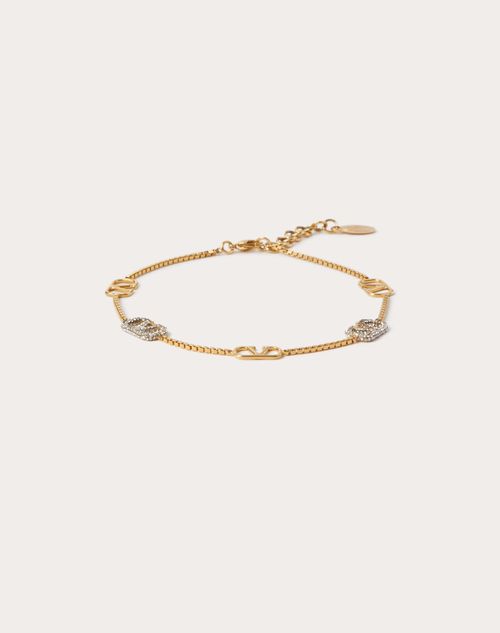 Valentino Garavani - Vlogo Signature Metal And Swarovski® Crystal Anklet - Gold - Woman - Jewelry