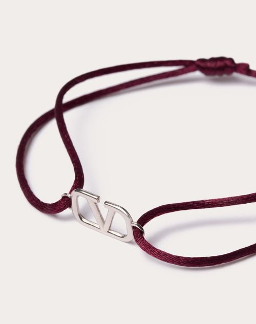 Valentino Garavani - Pulsera Vlogo Signature De Algodón - Rojo Oscuro - Hombre - Joyas