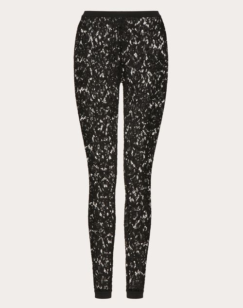 Valentino - Heavy Lace Stretch Leggings - Black - Woman - Pants And Shorts