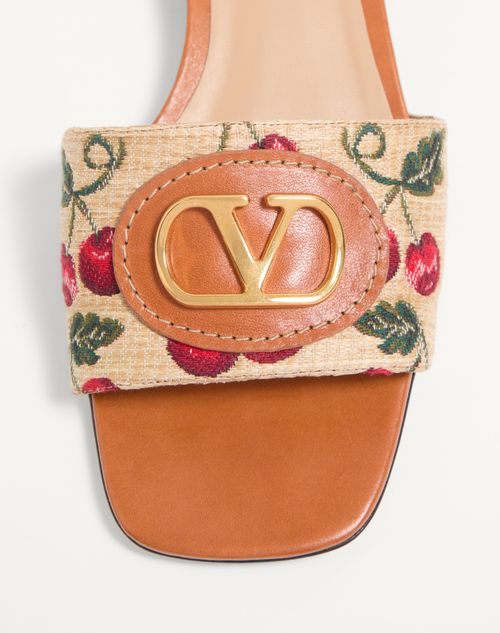 Valentino Garavani - VLOGO SIGNATURE CHERRYFIC SLIDE SANDAL 20MM - Natural/red - Woman - Slides And Thongs
