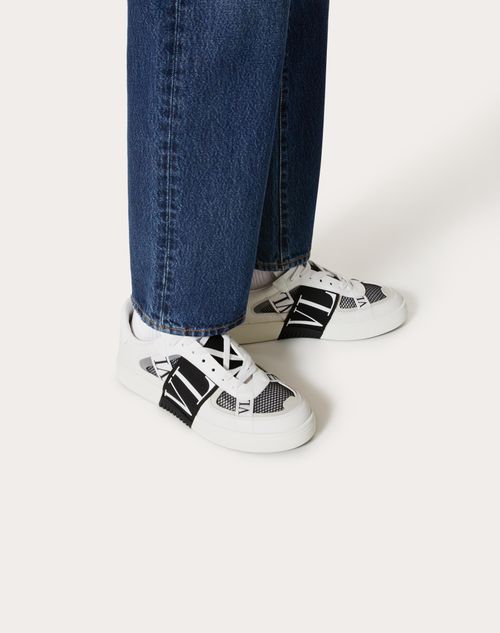 Valentino Garavani - Vl7n Low-top Sneakers In Calfskin And Mesh Fabric With Bands - White/ Black - Man - Man View All
