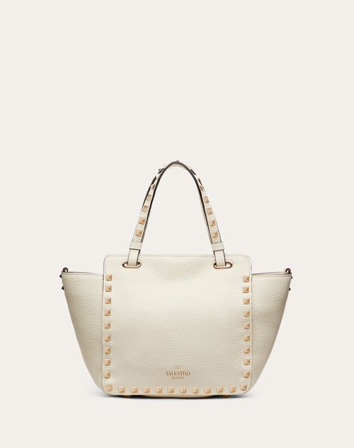 Rockstud Grainy Calfskin Tote Bag for Woman in Light Ivory