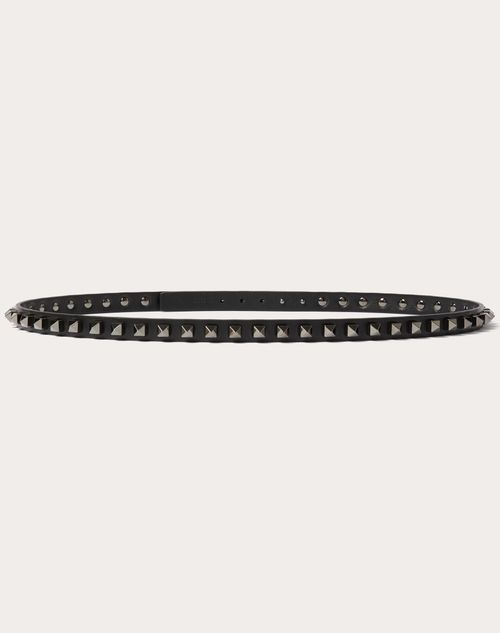 Valentino Garavani - Rockstud Belt In Calfskin 15 Mm - Black - Man - Belts - M Accessories