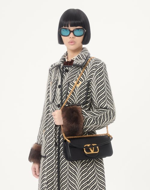 Valentino Garavani - Valentino Garavani Locò Calfskin Shoulder Bag - Black - Woman - Shoulder Bags