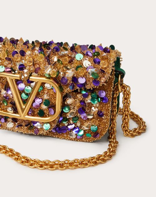 Shop Valentino Garavani Mini VLogo Crystal-Embellished Top Handle Bag