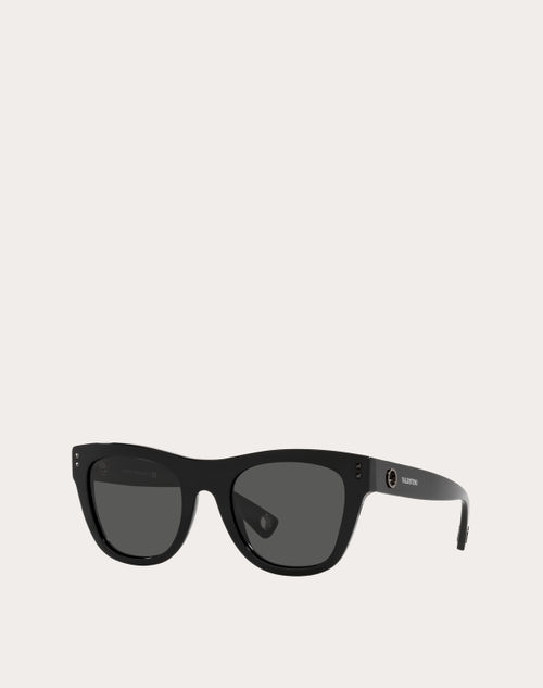 Valentino - Squared Acetate Frames - Black/gray - Man - Eyewear