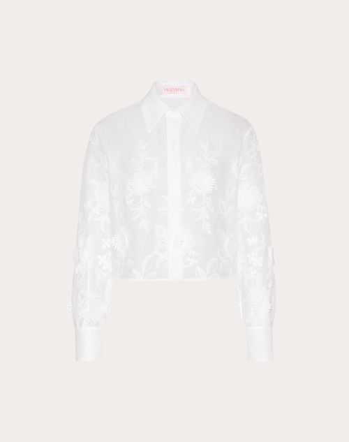 Valentino - Camellia Organdis Shirt - Ivory - Woman - Shirts And Tops