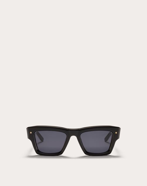 Valentino - Xxii - Rectangular Acetate Frame - Black/gray - Unisex - Eyewear