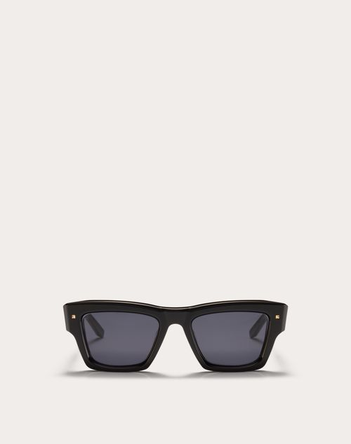 Valentino - Xxii - Squared Acetate Stud Frame - Black/gray - Gifts For Her