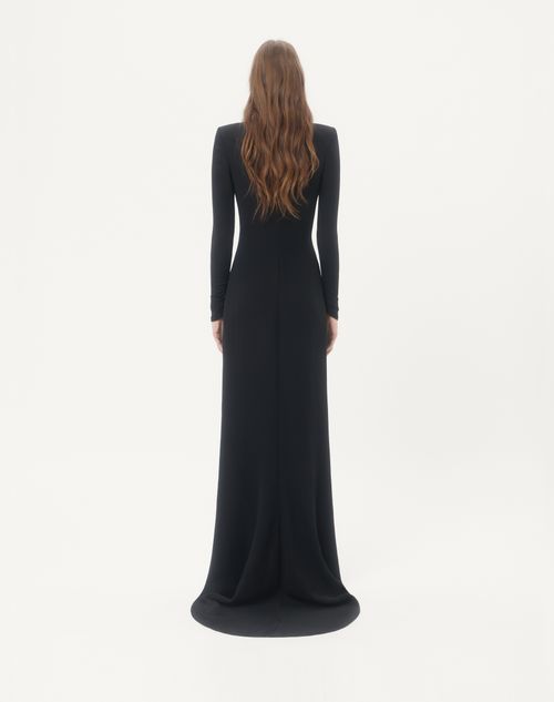 Valentino - Cady Couture Kleid Mit Stickerei - Schwarz/fuchsie - Frau - Abendkleider