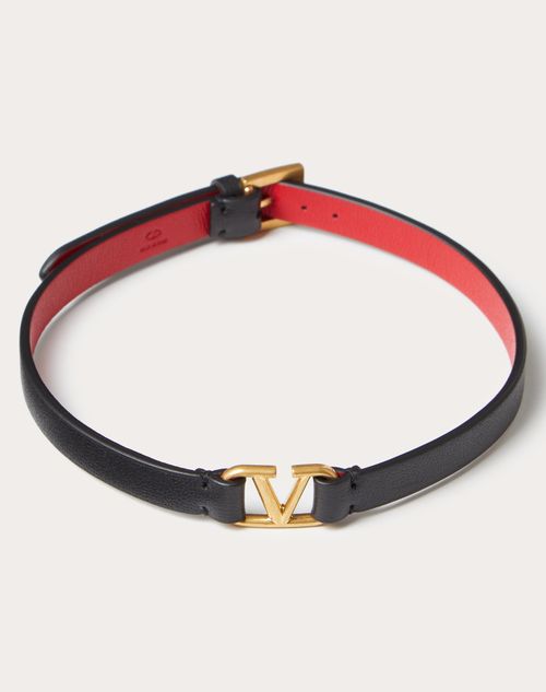 Valentino Garavani - Vlogo Signature Calfskin Choker - Black/pure Red - Woman - Jewelry