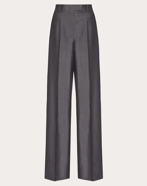 Valentino - Mohair Canvas Trousers - Dark Grey - Woman - Trousers And Shorts
