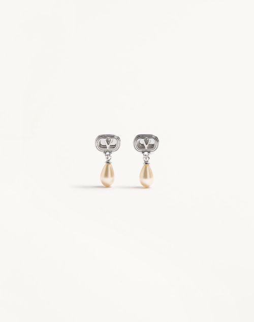 Valentino Garavani - Ovalette Earrings In Metal, Pearls And Swarovski® Crystals - Rhodium - Woman - Jewellery