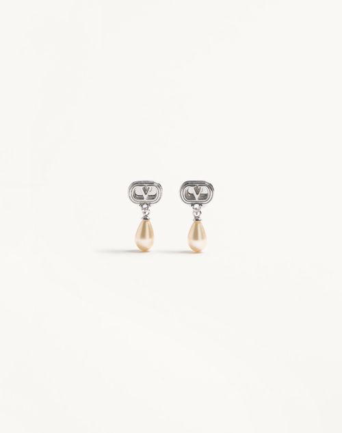 Valentino Garavani - Ovalette Earrings In Metal, Pearls And Swarovski® Crystals - Rhodium - Woman - Accessories