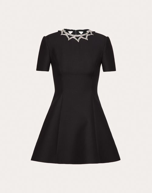 Valentino - Embroidered Crepe Couture Short Dress - Black - Woman - New Arrivals