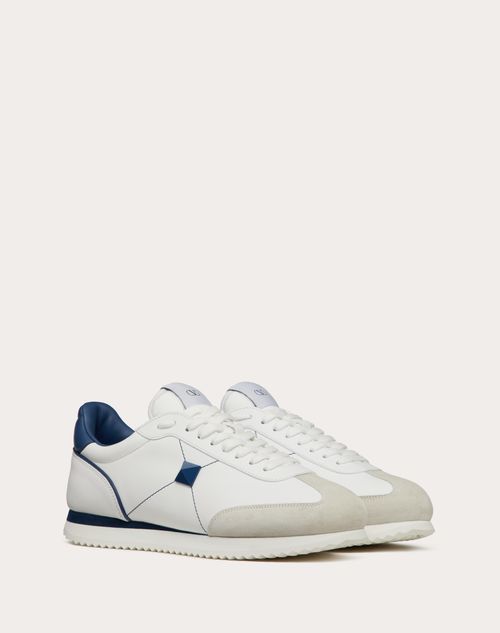 Valentino Garavani - Stud Around Low-top Calfskin And Nappa Leather Sneaker - White/blue - Man - Man Shoes Sale