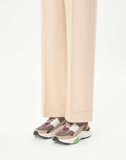 Valentino Garavani - True Act Low Top Trainer In Mesh And Rubberised Fabric - Clay/beige/white/mint/black - Man - Man Shoes Sale