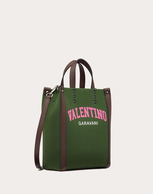 Valentino Garavani - ヴァレンティノ ガラヴァーニ ユニバーシティー ミニ キャンバス ショッピングバッグ - グリーン/pink Pp - メンズ - バッグ