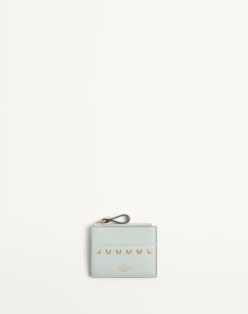 Rockstud Calfskin Cardholder With Zipper for Woman in Black Rockstud Calfskin Cardholder With Zipper for Woman in Black