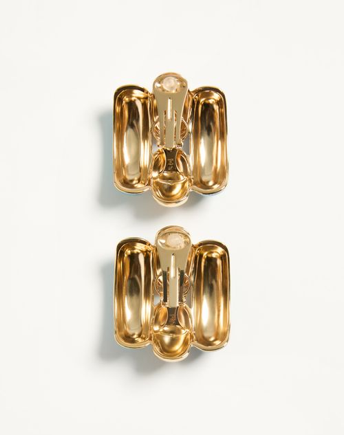 Valentino Garavani - Pas Plus Metal And Enamel Earrings - Turquoise/gold - Woman - Fashion Jewelry