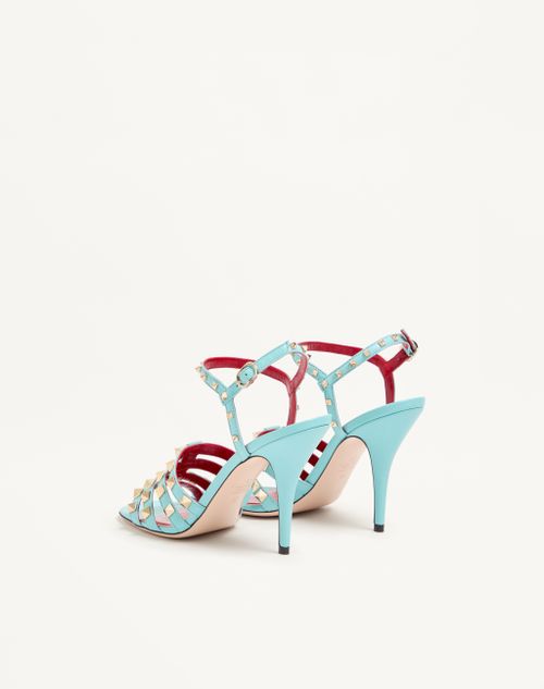 Valentino Garavani - Rockstud Kidskin Sandal 100mm - Azure - Woman - Sandals