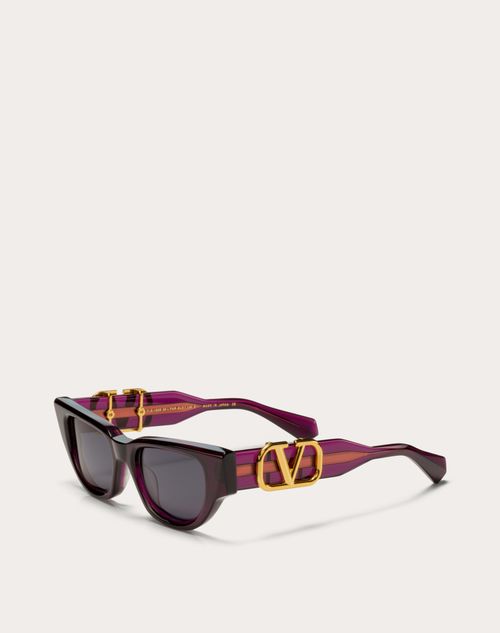 Valentino - Ii - Lunettes Œil-de-chat En Acétate Avec Ornement Vlogo - Violet/gris Foncé - Femme - Lunettes De Soleil