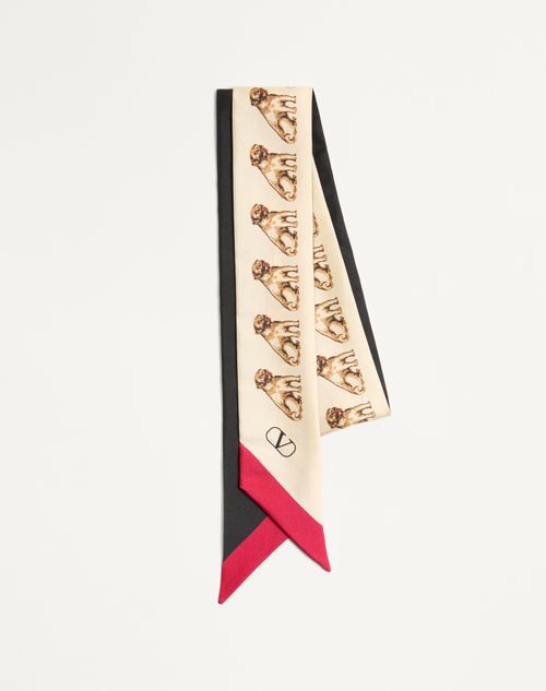 Valentino Garavani - Petit Charles Silk Bandeau Scarf - Black/beige/butter - Woman - Soft Accessories