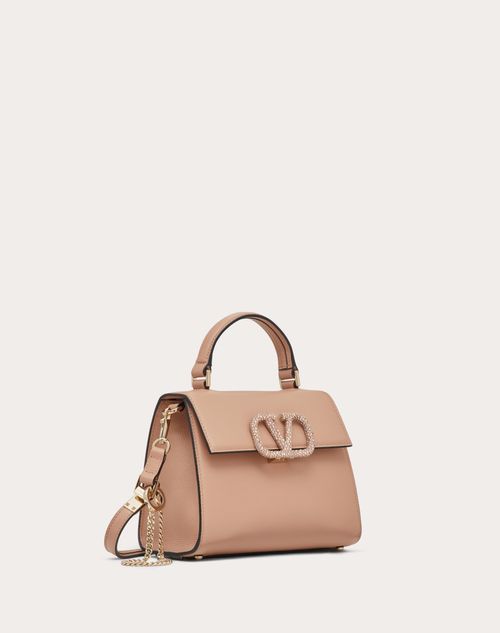 Valentino Garavani - Bolso De Mano Pequeño Vsling Con Bordado De Joyas - Rose Cannelle - Mujer - Vsling - Bags