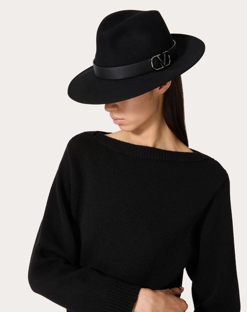 Vlogo Signature Rabbit Fur And Leather Fedora Hat for Woman Vlogo Signature Rabbit Fur And Leather Fedora Hat for Woman