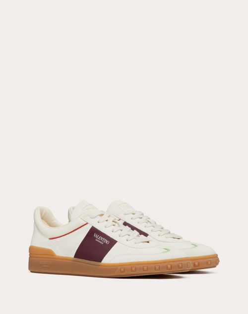 Valentino Garavani - Upvillage Low Top Trainer In Split Leather And Calfskin Nappa Leather - Ivory/wine/mint/amber - Man - Trainers