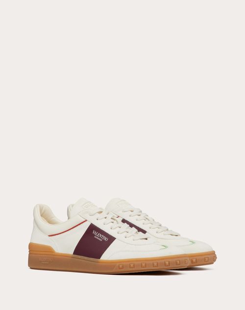 Valentino Garavani - Upvillage Low Top Sneaker In Split Leather And Calfskin Nappa Leather - Ivory/wine/mint/amber - Man - Shelf - Upvillage - M