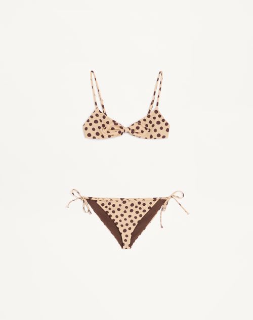 Valentino - Maillot De Bain En Lycra À Pois Plus De Pois Dalmata - Beige/chocolat - Femme - Beachwear