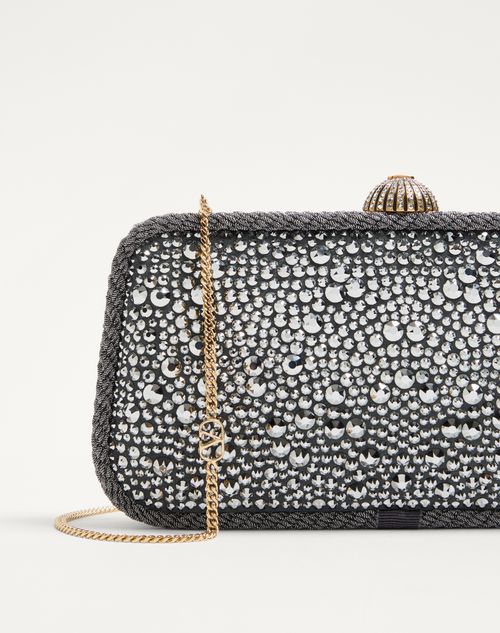 Valentino Garavani - Valentino Garavani Carry Secrets Minaudiere With Rhinestones - Crystal - Woman - Clutches