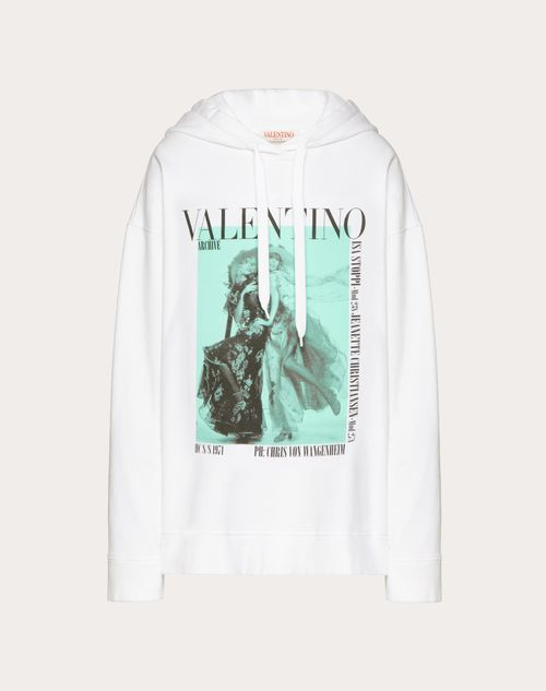 Valentino - Jersey Sweatshirt With Valentino Archive 1971 Print - White/green - Woman - Woman Ready To Wear Sale