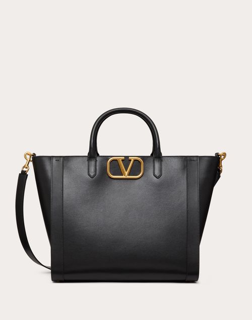 Valentino Garavani - Vlogo Signature Calfskin Tote Bag - Black - Man - Bags