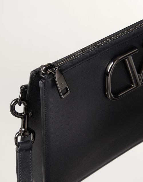 Vlogo Signature Calfskin Pouch for Man in Black | Valentino US