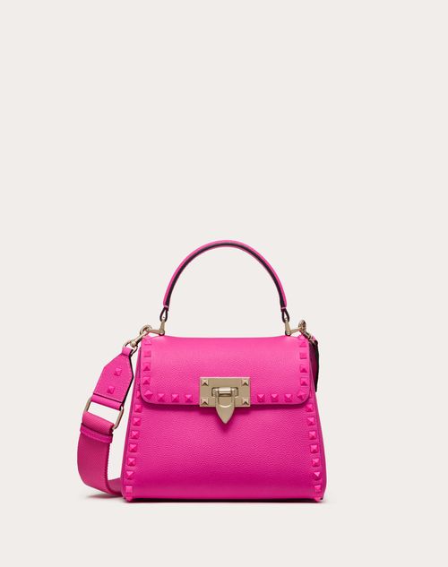 Valentino Garavani - Valentino Garavani Rockstud Small Handbag In Grainy Calfskin - Pink Pp - Woman - Top Handle Bags