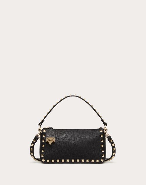 Small Rockstud Grainy Calfskin Crossbody Bag for Woman Black | Valentino SA