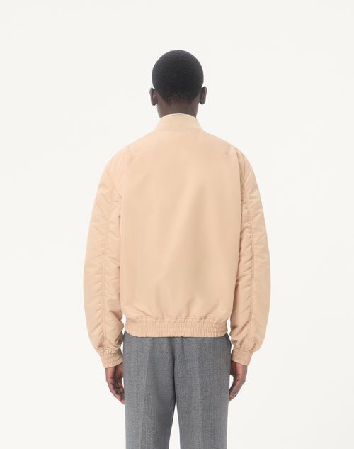 Valentino - Valentino Nylon Bomber Jacket With Vgold - Sand - Man - Outerwear