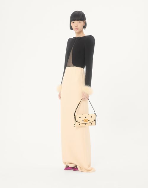 Valentino Garavani - Valentino Garavani Devain Small Shoulder Bag In Moiré Plus De Pois Fabric - Butter/black - Woman - Shoulder Bags